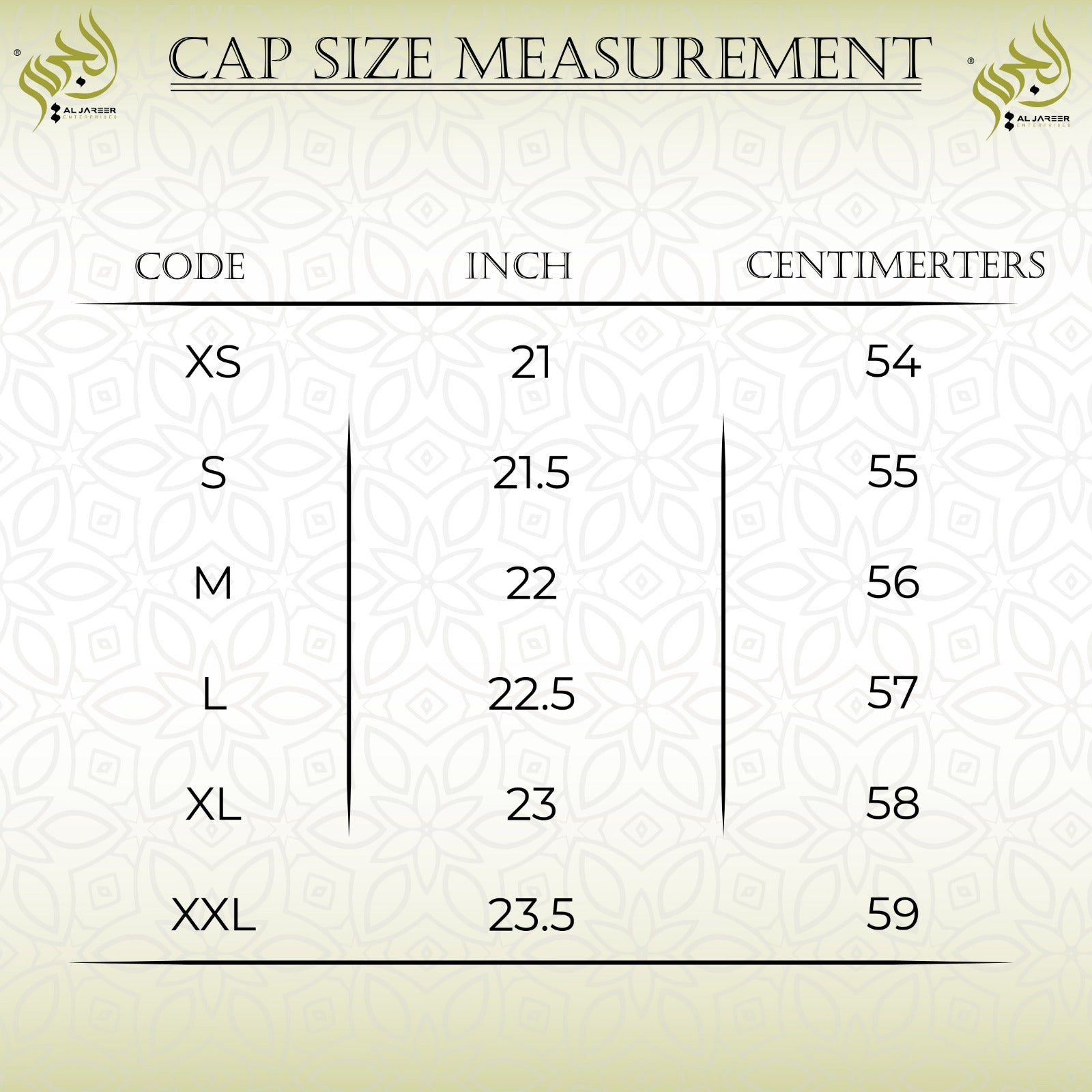 Cap Size Measurement - aljareer online